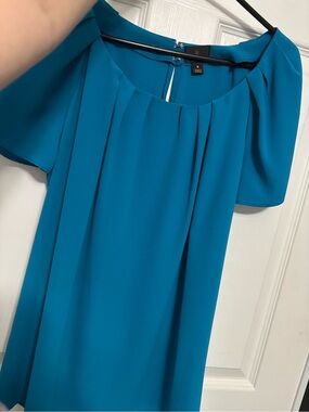 Blue/Teal Scoop Neck Blouse - Size S